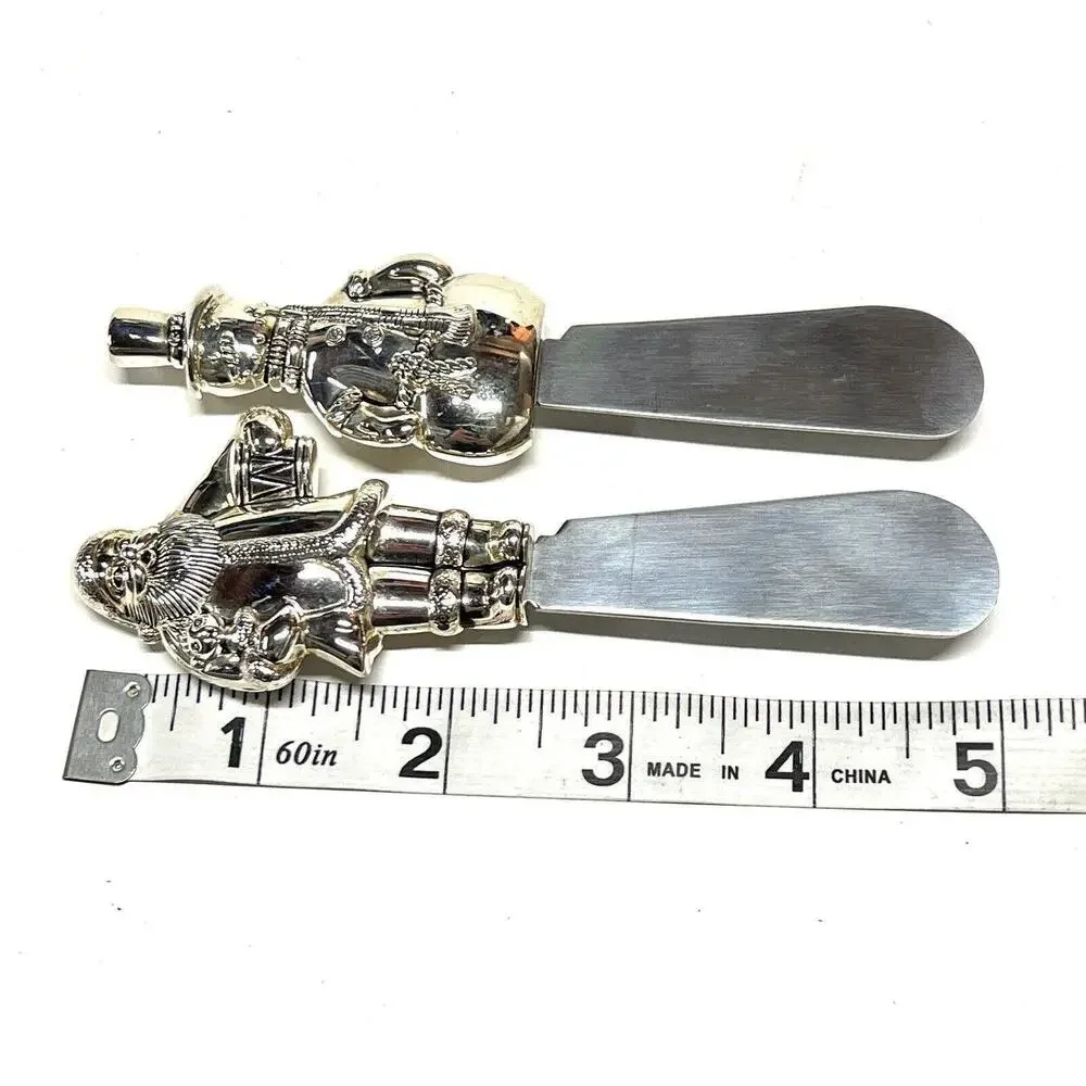 Christmas Mikasa Santa & Snowman Butter Spreader Stainless Steel Set of 2